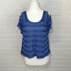 Striped Shirt w/ Cold Shoulders